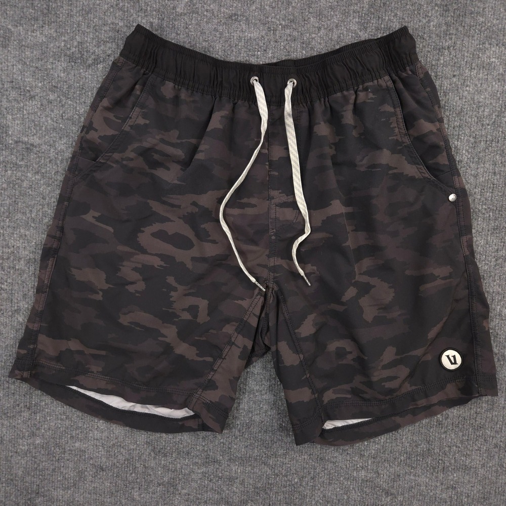 Vuori Kore Shorts Mens L Java Camo Performance Lined 8" Inseam Gym Train Run Jog